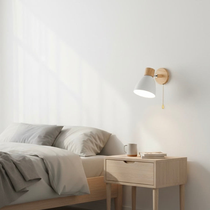 WoodenCone modern LED wall sconce with minimalist iron and wood design