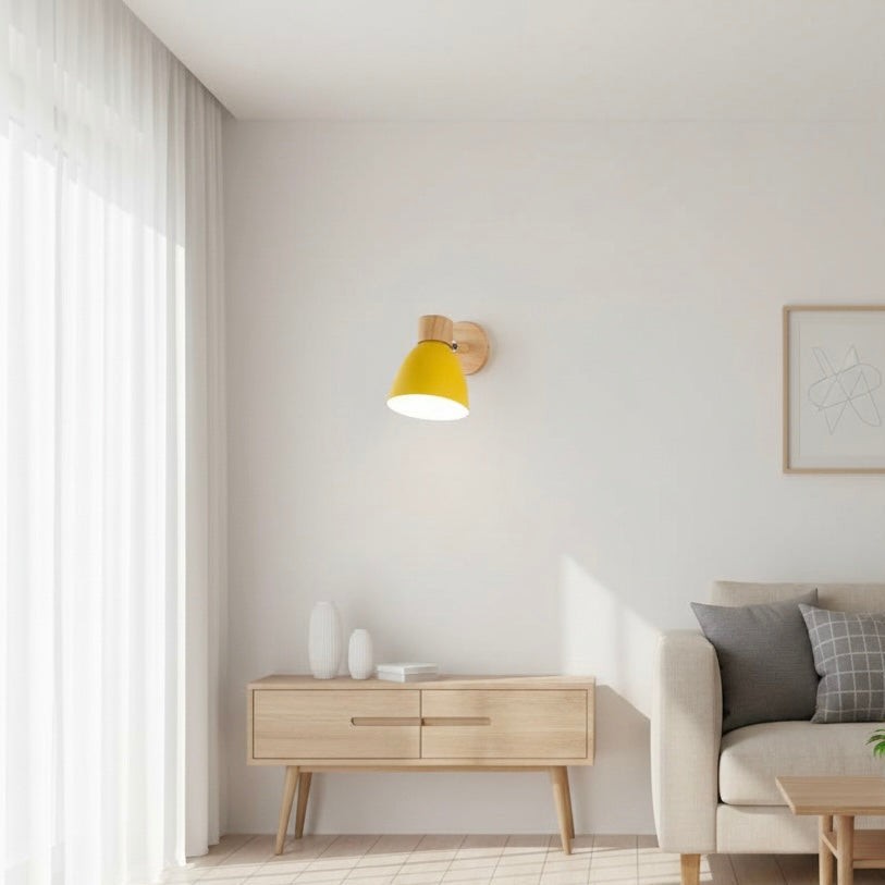 WoodenCone modern LED wall sconce with minimalist iron and wood design