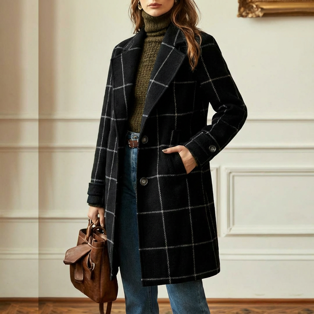 Manteau en laine à carreaux