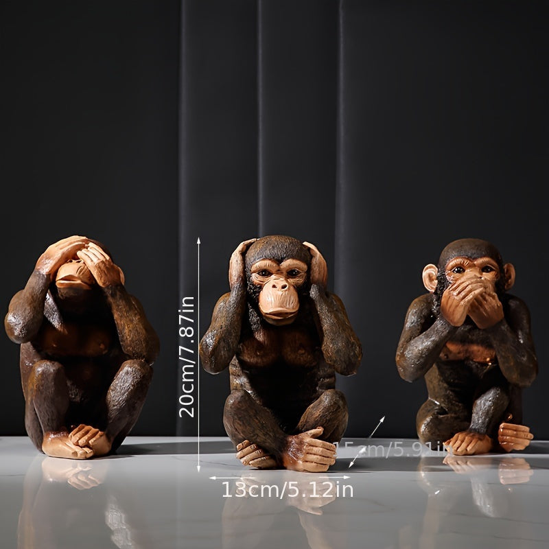 Monkey sculpture set with 3 figures – Playful and realistic for your decor