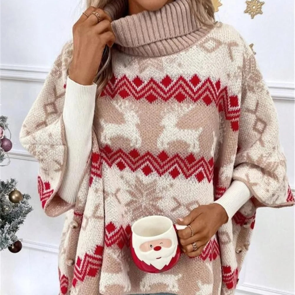 Maglione Jules a collo alto da donna - Maglia ampia con maniche a pipistrello
