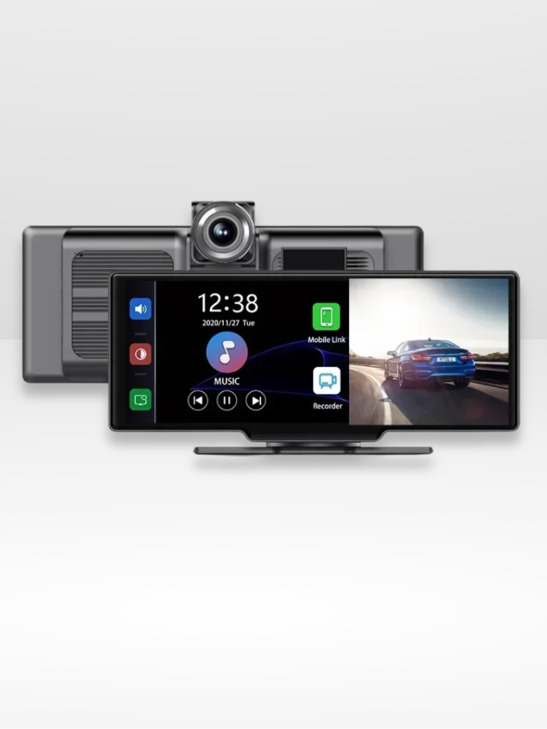 Trådløs CarPlay-skærm med indbygget 4K Dashcam & valgfrit bakkamera – 10,26" IPS-skærm