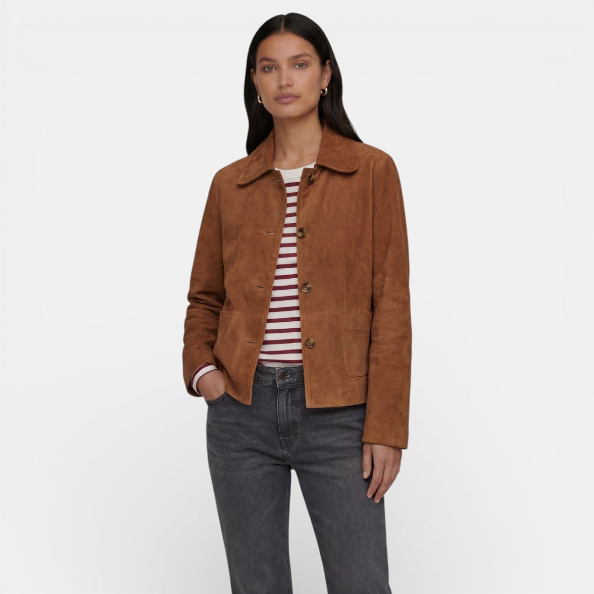 Brown suede jacket for women