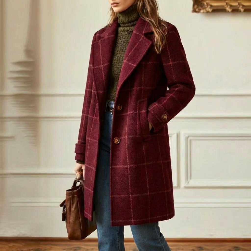 Manteau en laine à carreaux