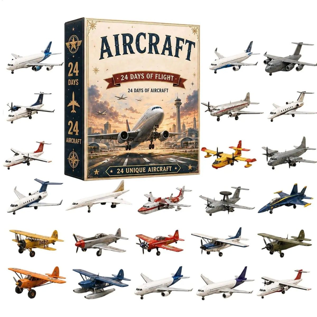 Calendario de Adviento con aviones militares estadounidenses 2026 – Set de coleccionista con 24 adornos de aviones