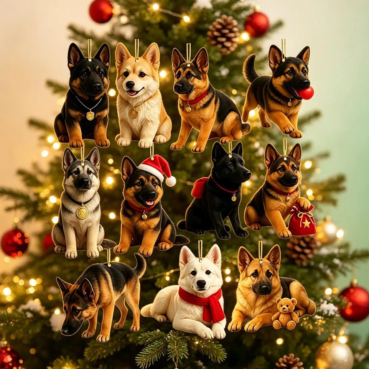 German Shepherd Christmas calendar 2026 – 24 flat 2D figures of German Shepherds – Surprise gift for the countdown to Christmas
