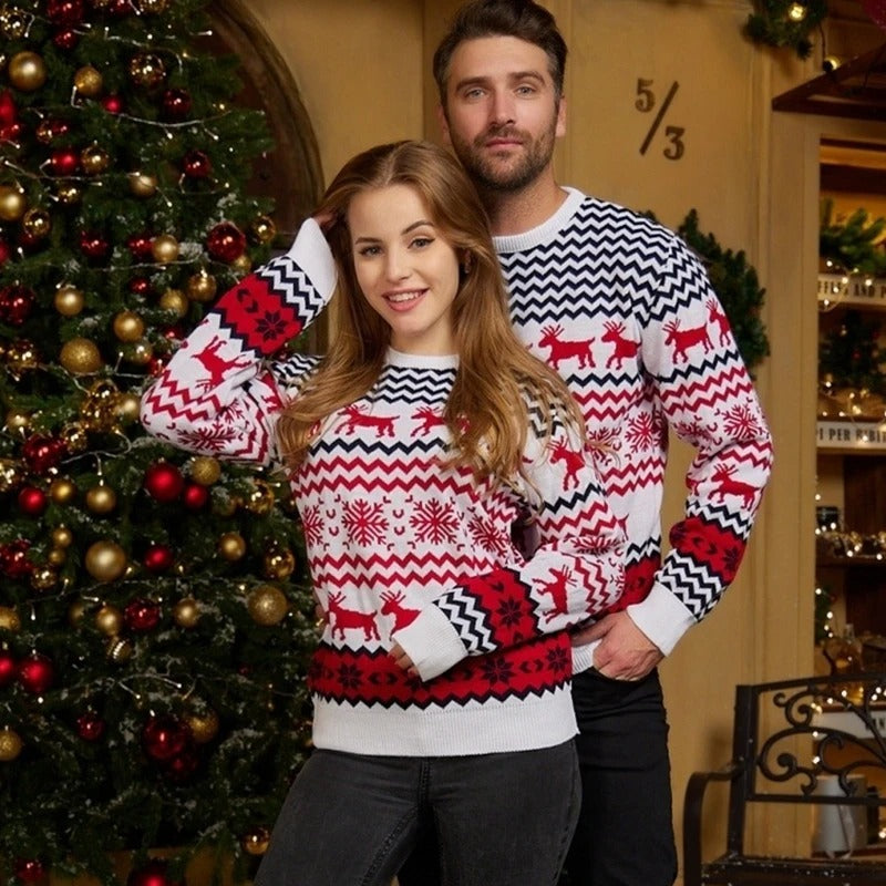 Pulls de Noël assortis pour couples et familles – Pull en maille de style nordique