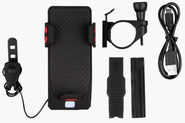 Suport telefon multifuncțional pentru bicicletă cu lanternă și powerbank