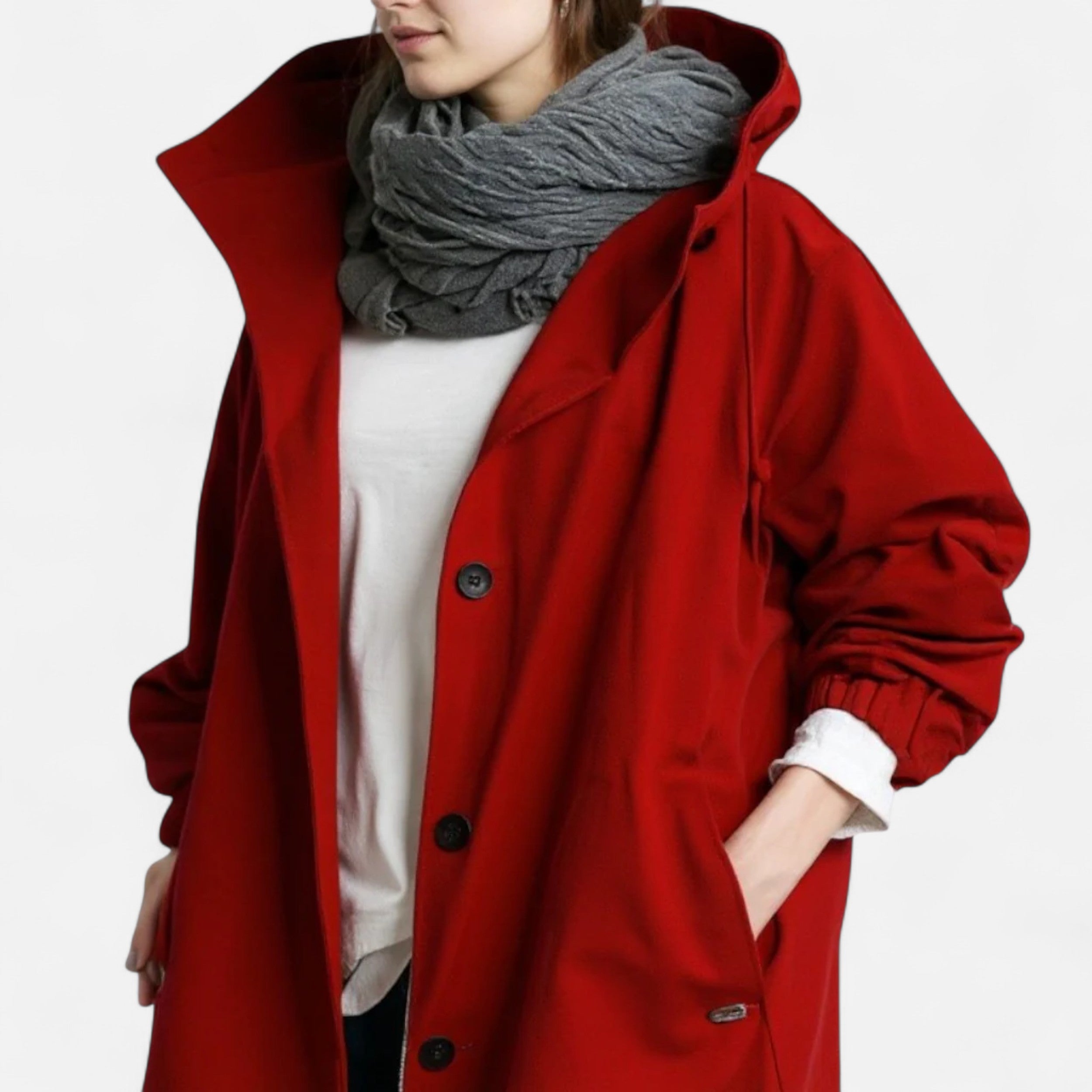 Tidløs vandtæt trenchcoat med hætte til damer