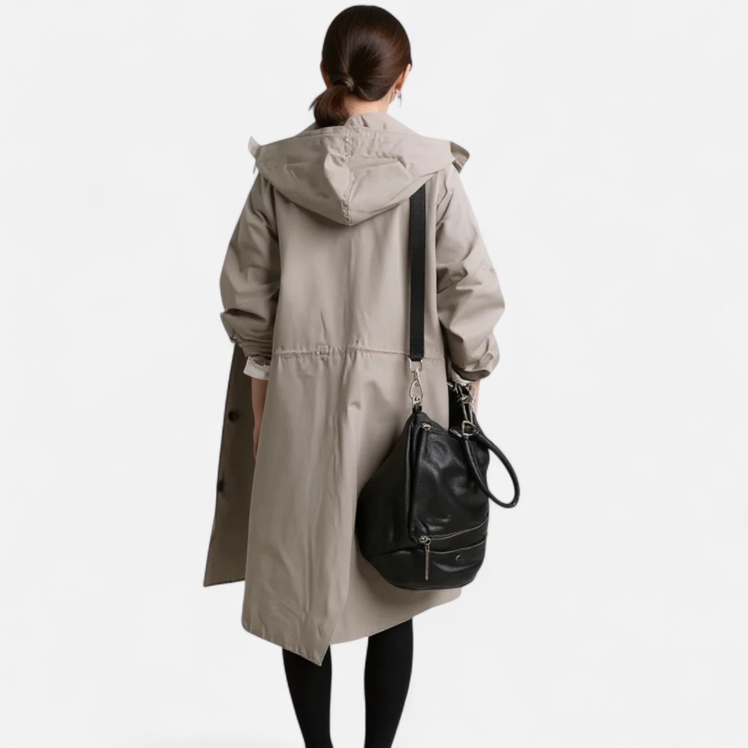 Tidløs vandtæt trenchcoat med hætte til damer