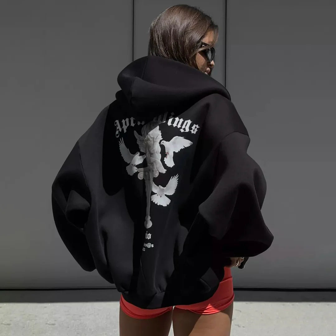 Grafisk Oversized Hoodie til Kvinder | Casual og Komfortabel