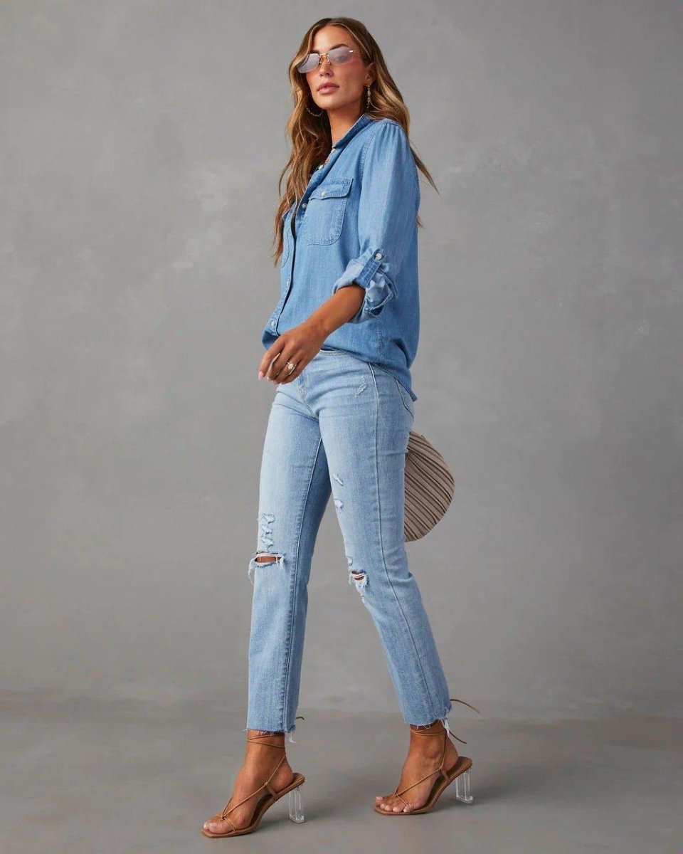 Klassisches Jeanshemd Damen - Cecile LavelleHellblau