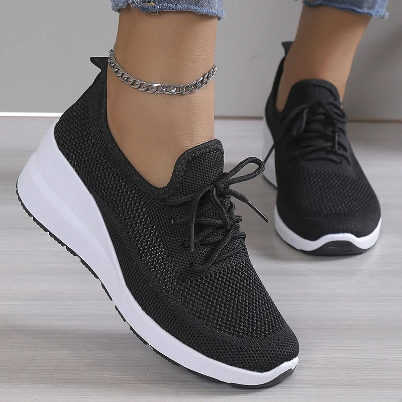 Platform sneakers til kvinder med åndbart mesh
