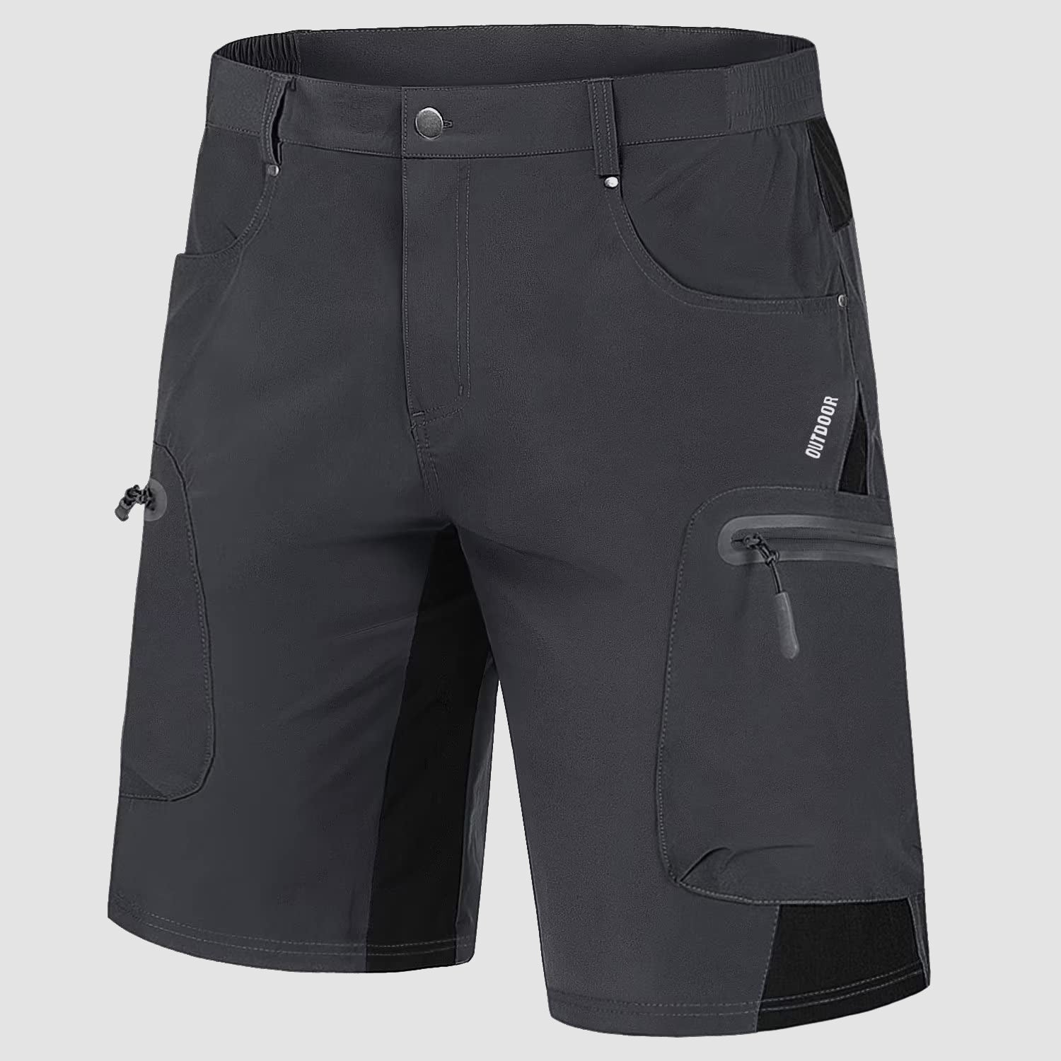 Pantaloni scurți cargo până la genunchi cu buzunare cu fermoar pentru bărbați