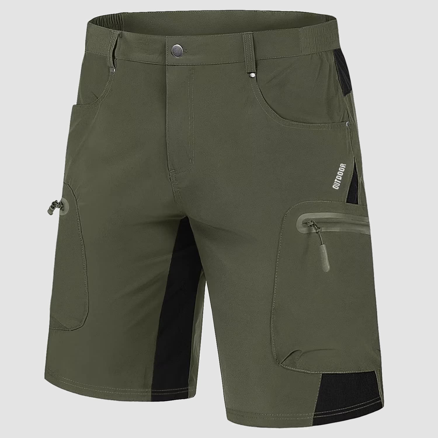Pantaloni scurți cargo până la genunchi cu buzunare cu fermoar pentru bărbați