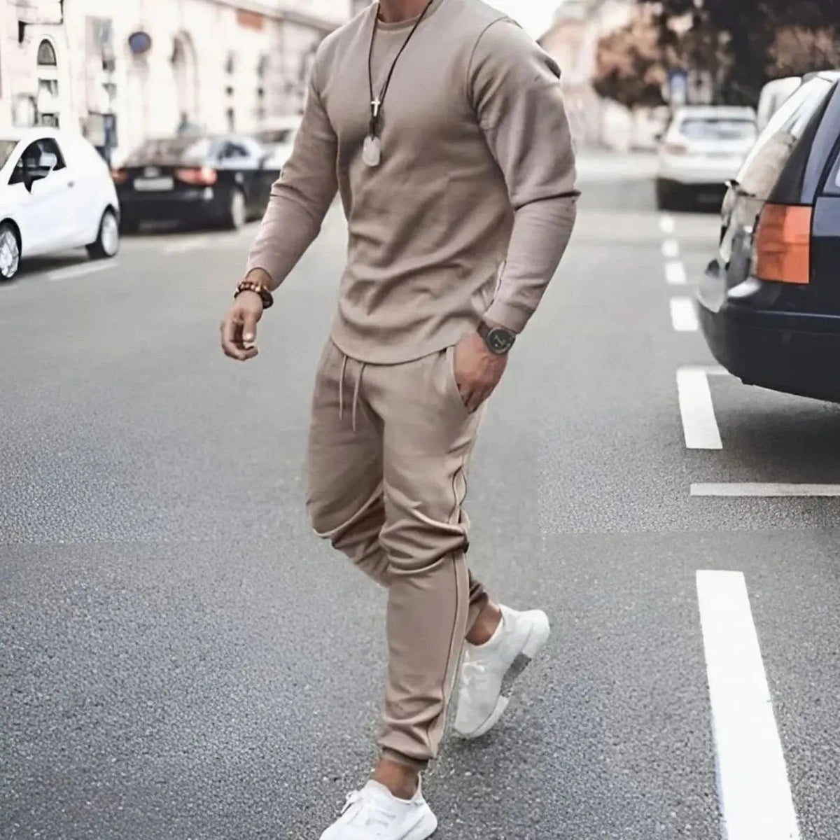 Men's Casual Long-Sleeve Two Piece Tracksuit Jogger Set