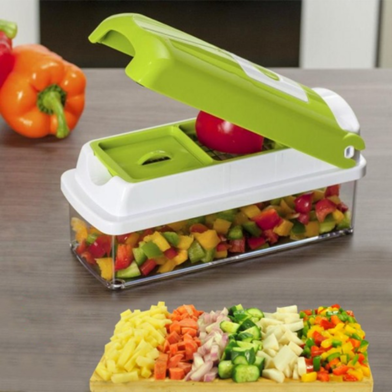 Tagliaverdure 12-in-1 per cucinare rapidamente – Tritatutto da cucina multifunzione per affettare e sminuzzare