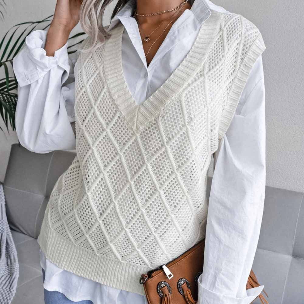 Luxuriöser Wollstrickpullover für Damen mit modernem Muster