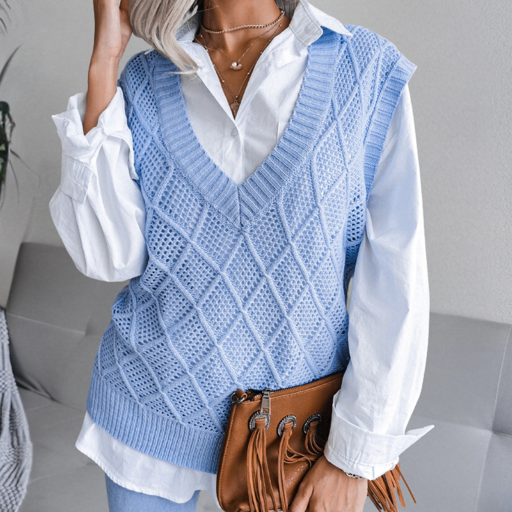 Luxuriöser Wollstrickpullover für Damen mit modernem Muster