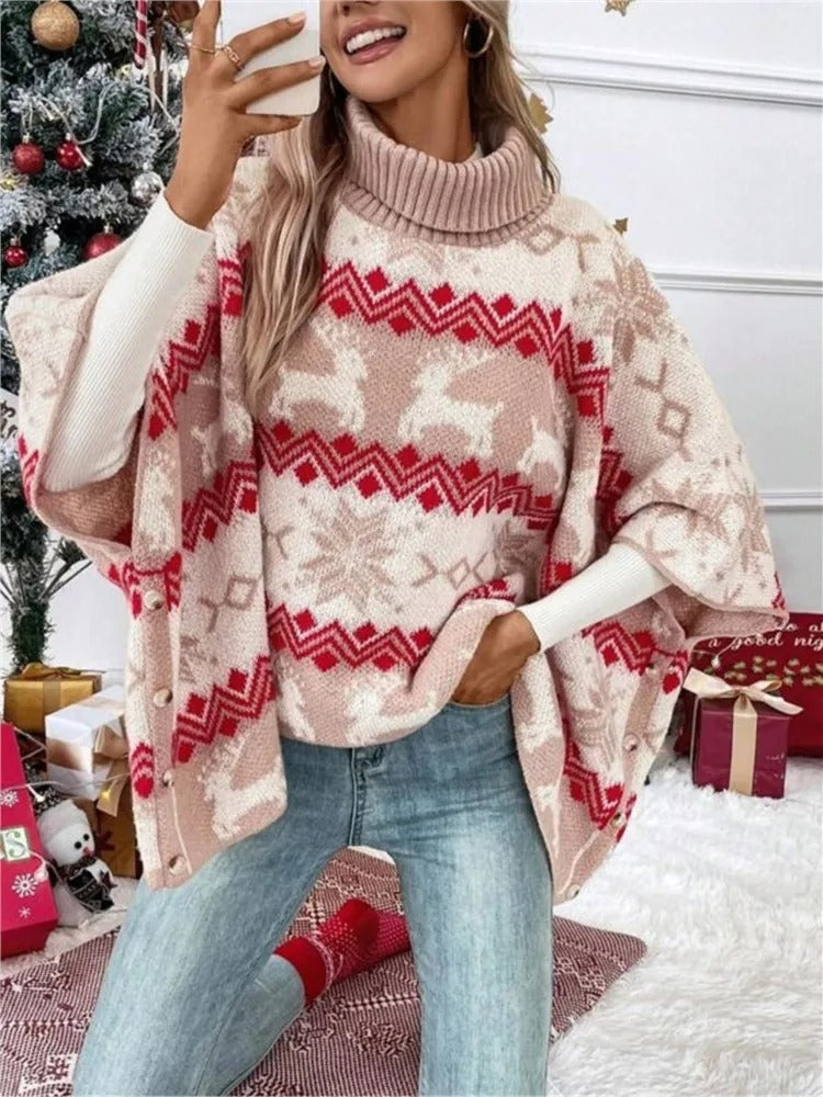 Maglione Jules a collo alto da donna - Maglia ampia con maniche a pipistrello