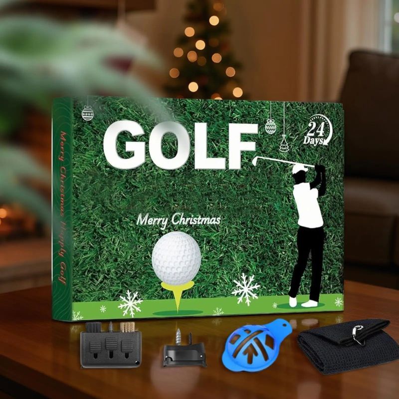 Set regalo con calendario dell’Avvento per il golf | Accessori da golf per ambienti interni e confezione per il conto alla rovescia per golfisti e collezionisti