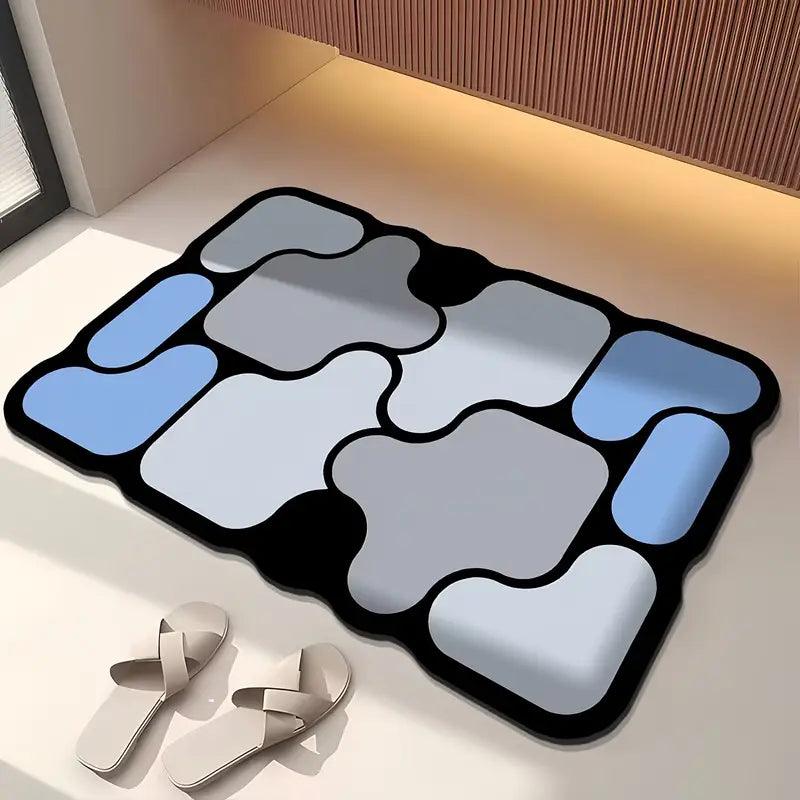 Non-slip creative puzzle bath mat made of diatomaceous earth