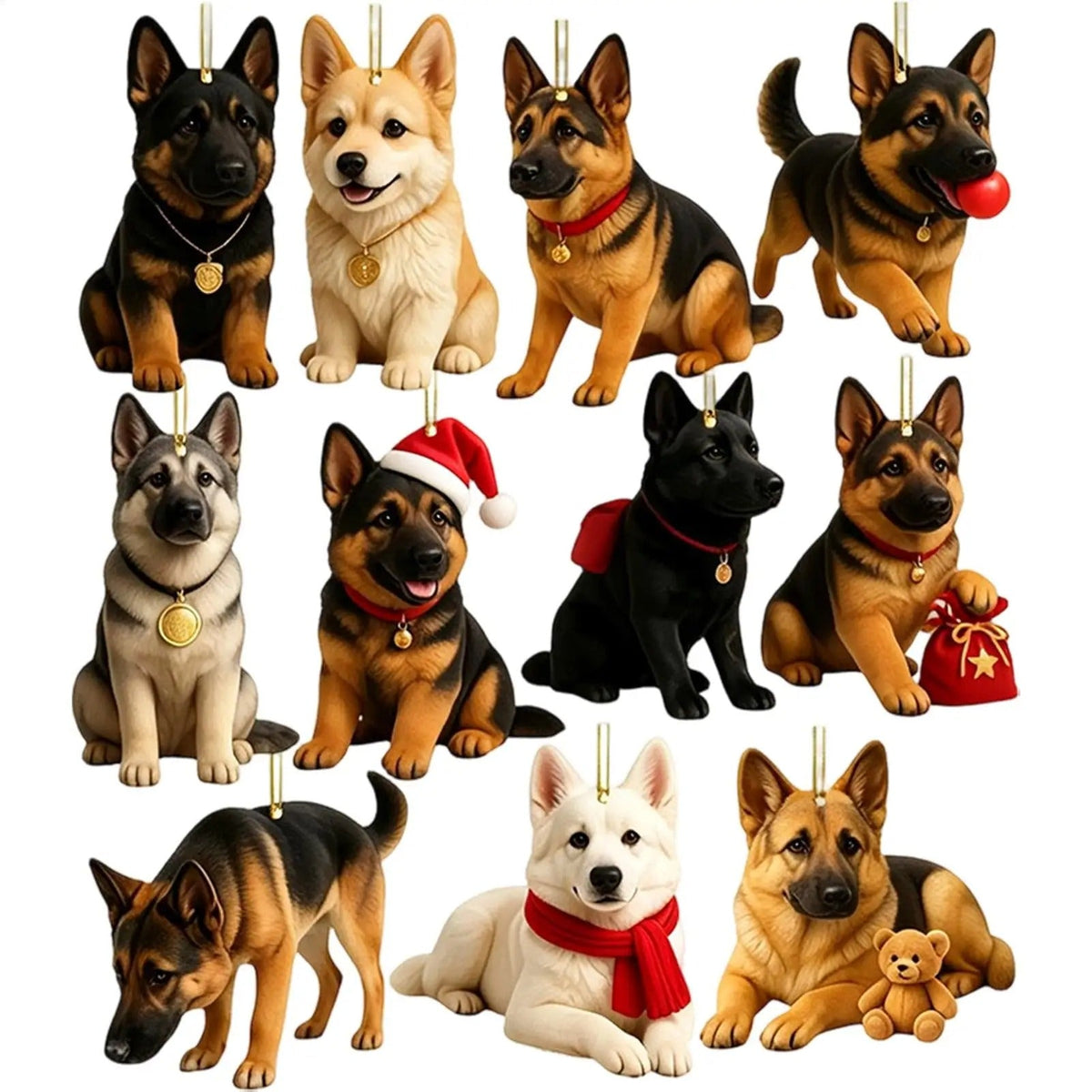 German Shepherd Christmas calendar 2026 – 24 flat 2D figures of German Shepherds – Surprise gift for the countdown to Christmas