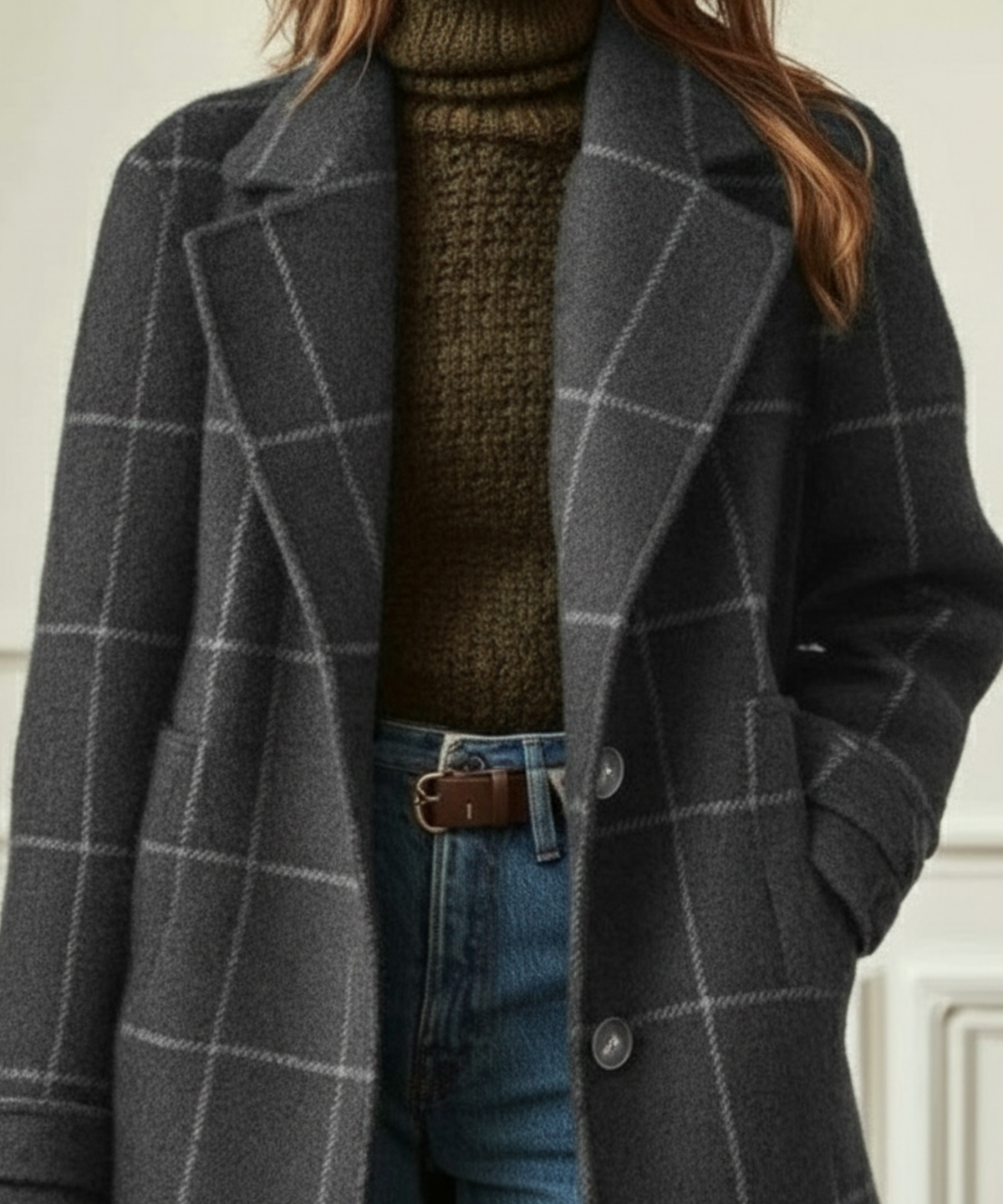 Manteau en laine à carreaux