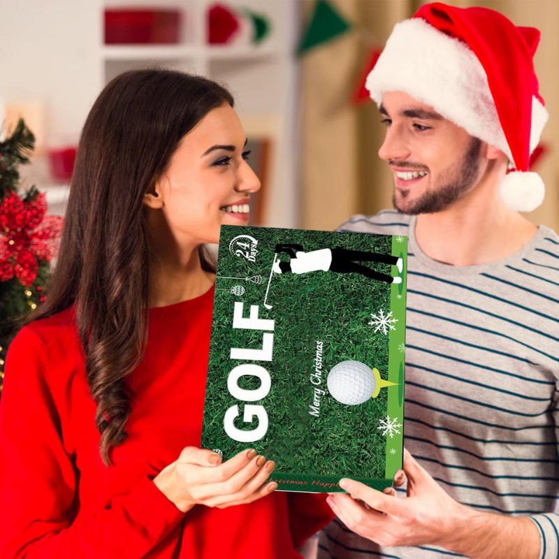 Set regalo con calendario dell’Avvento per il golf | Accessori da golf per ambienti interni e confezione per il conto alla rovescia per golfisti e collezionisti