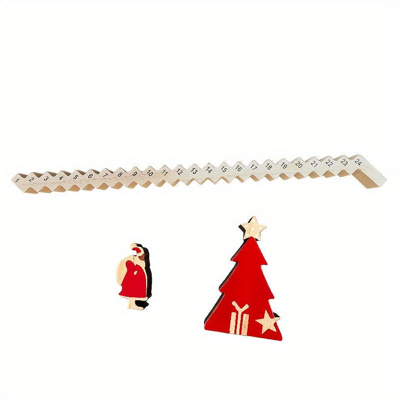 Calendario dell’Avvento di Babbo Natale – conto alla rovescia natalizio di 24 giorni in legno con testo in inglese, decorazione natalizia da tavolo