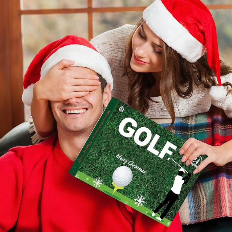 Set regalo con calendario dell’Avvento per il golf | Accessori da golf per ambienti interni e confezione per il conto alla rovescia per golfisti e collezionisti