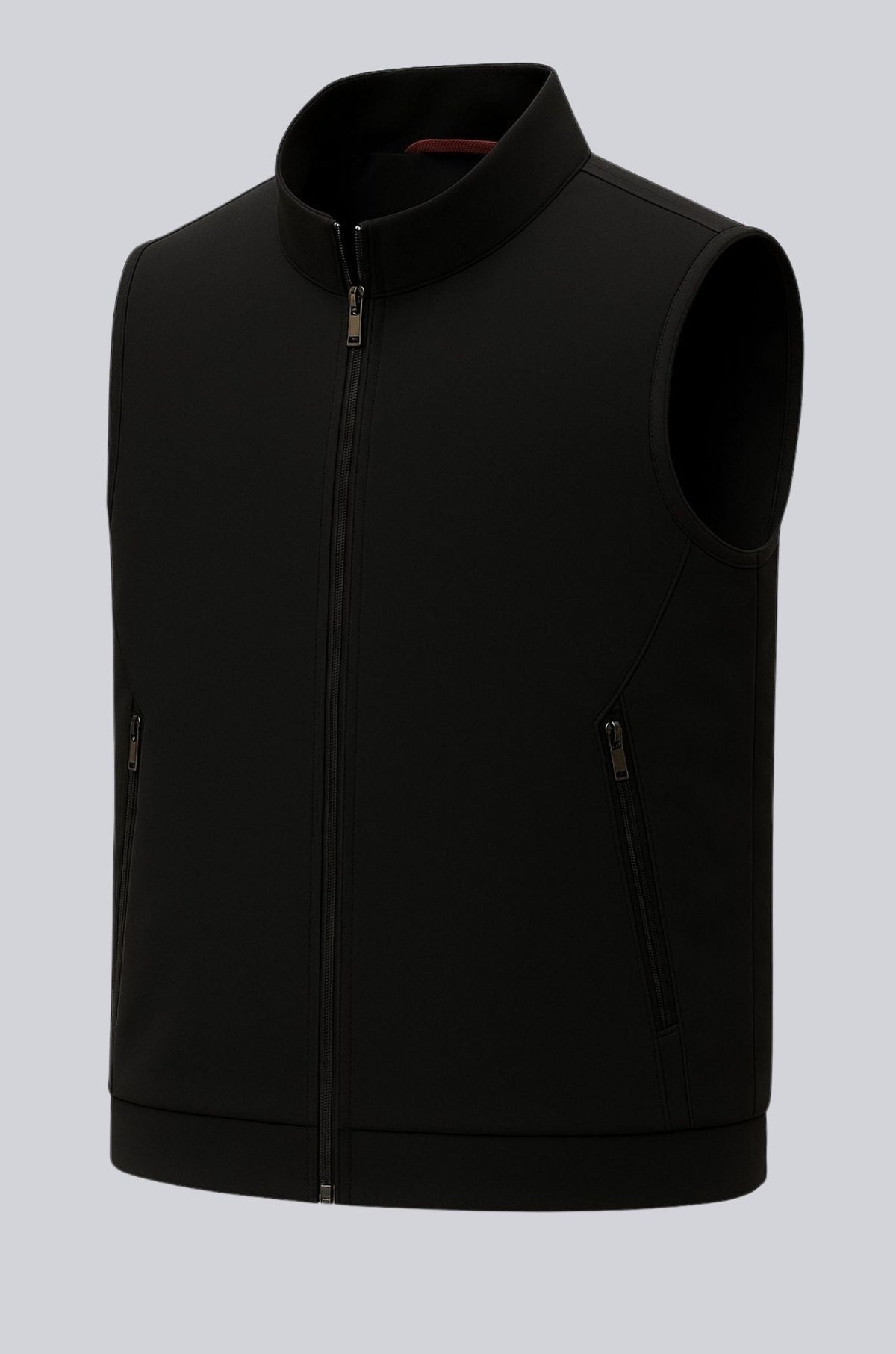 Gilet casual nero con colletto rialzato da uomo