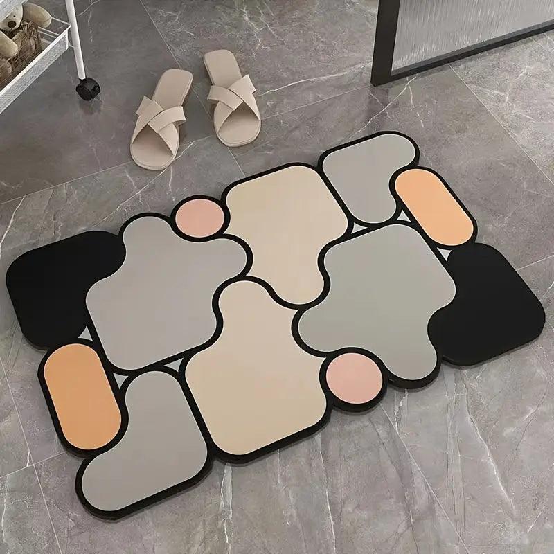 Non-slip creative puzzle bath mat made of diatomaceous earth