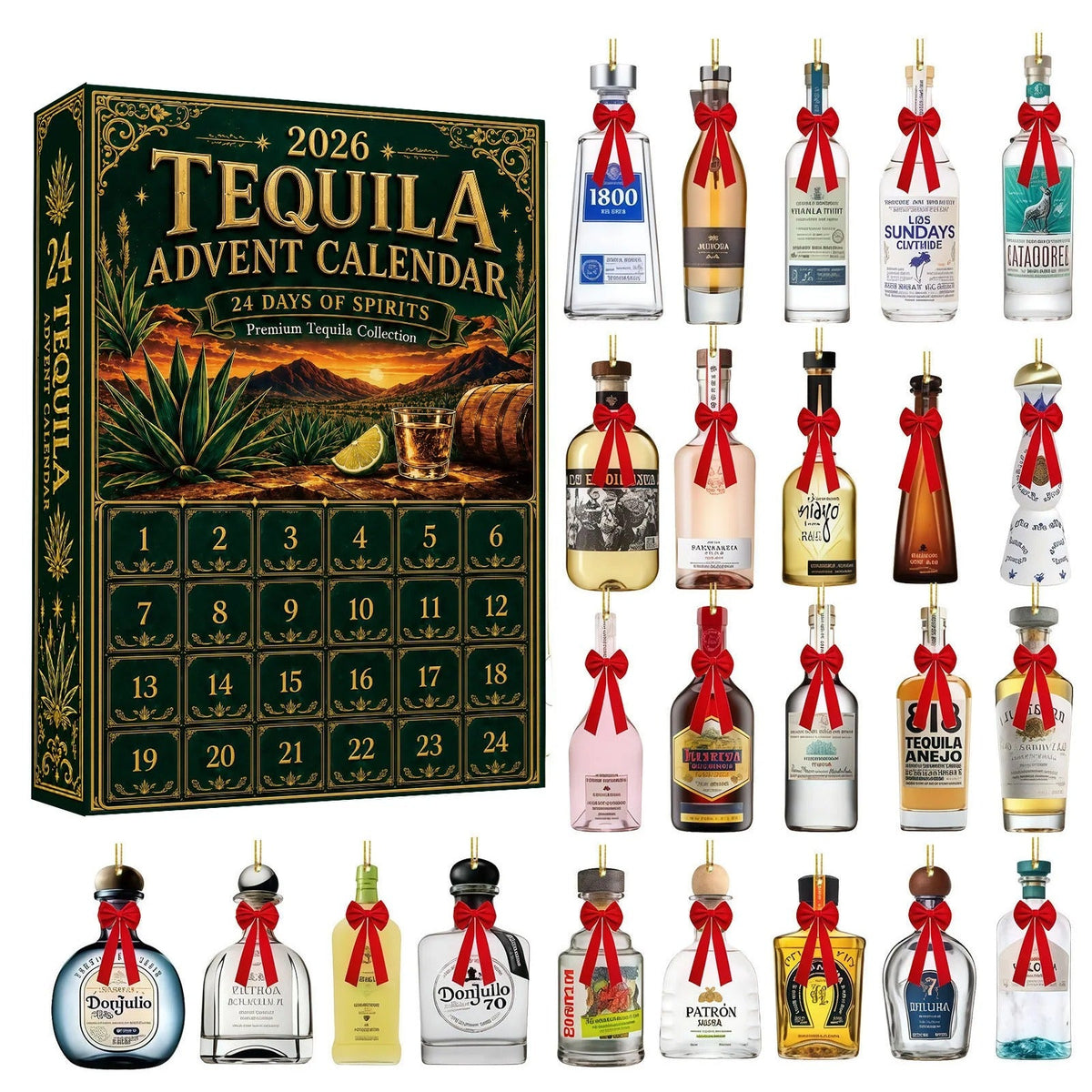 Calendario dell’Avvento del tequila 2026 – 24 mini bottiglie come decorazioni natalizie da appendere