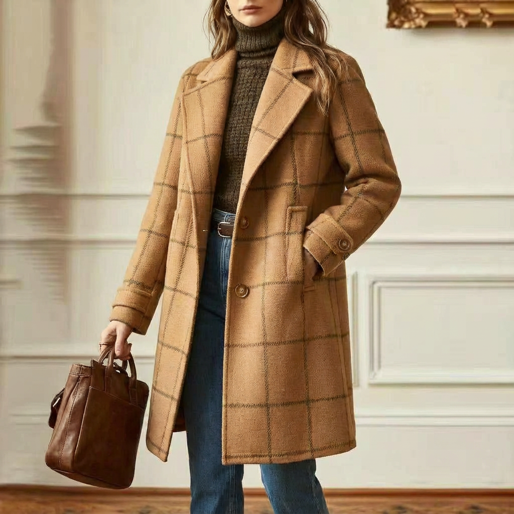 Manteau en laine à carreaux