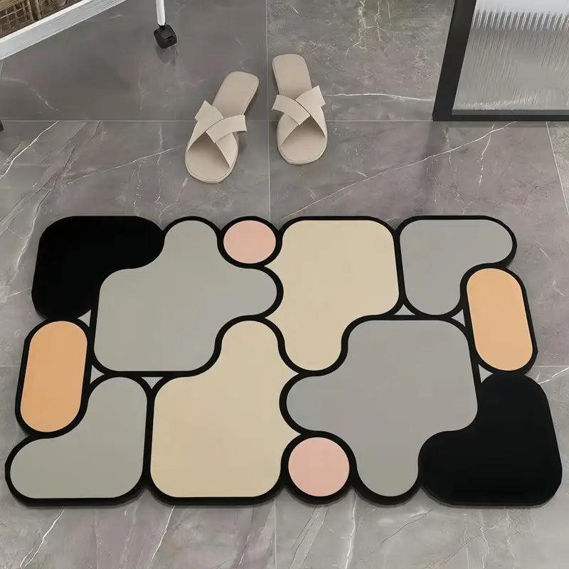 Non-slip creative puzzle bath mat made of diatomaceous earth