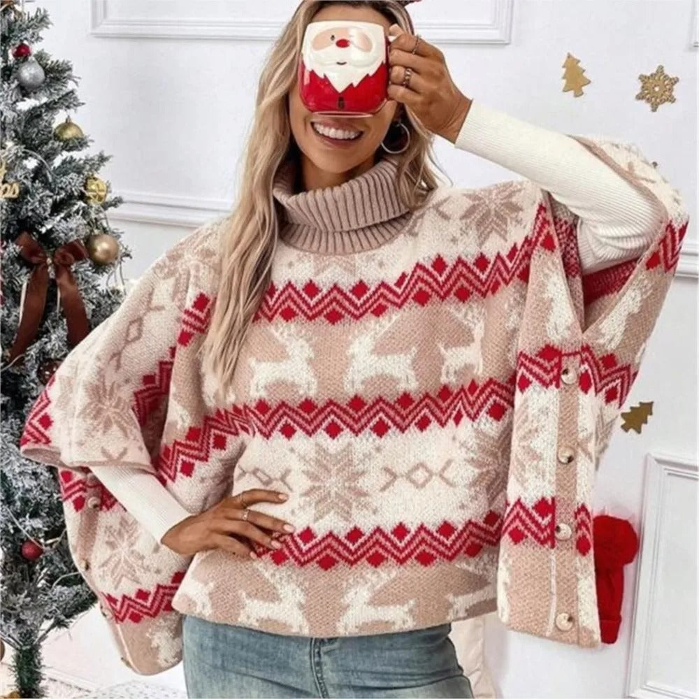 Maglione Jules a collo alto da donna - Maglia ampia con maniche a pipistrello