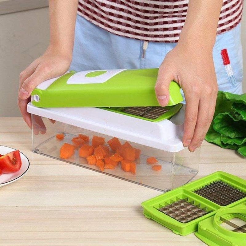 Tagliaverdure 12-in-1 per cucinare rapidamente – Tritatutto da cucina multifunzione per affettare e sminuzzare