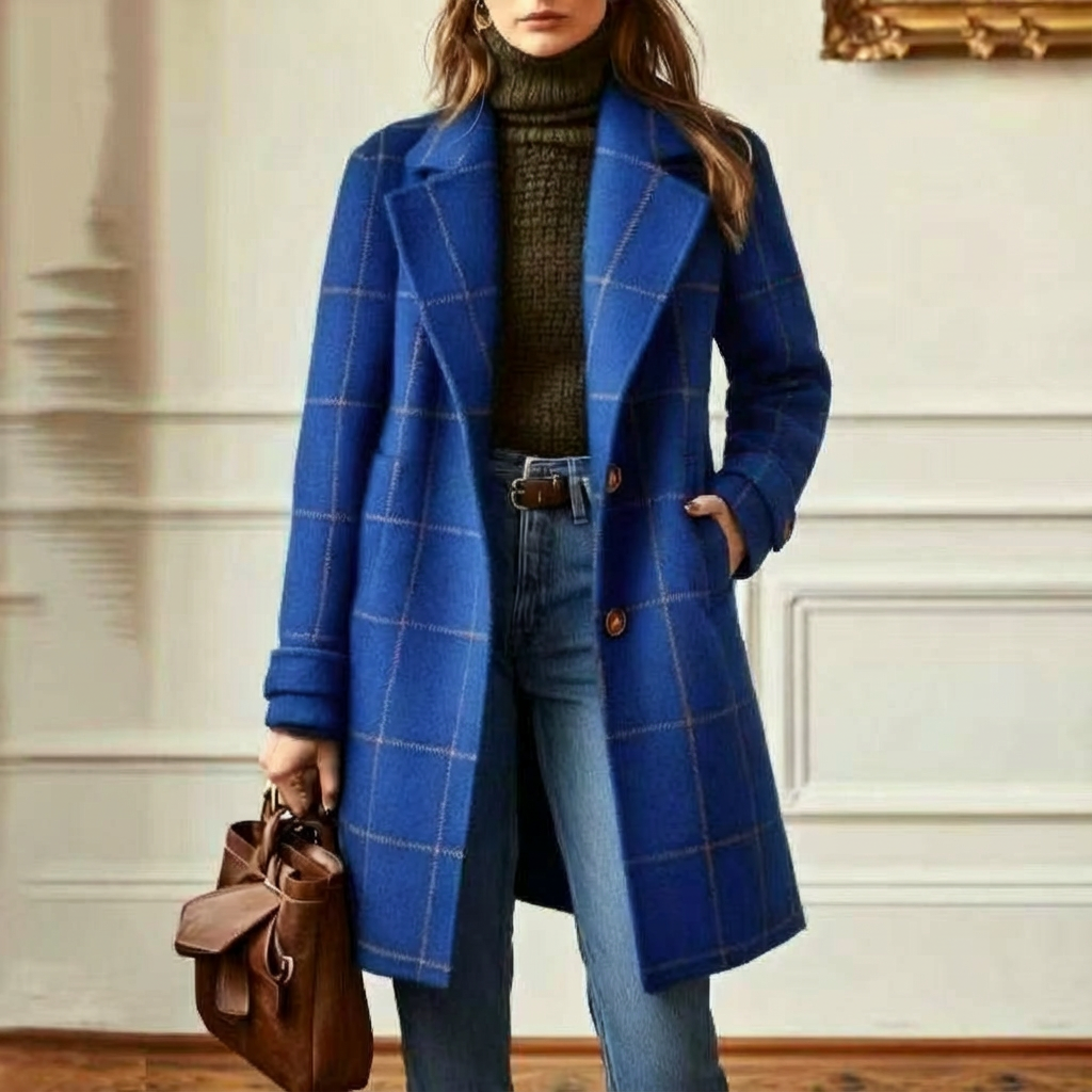 Manteau en laine à carreaux