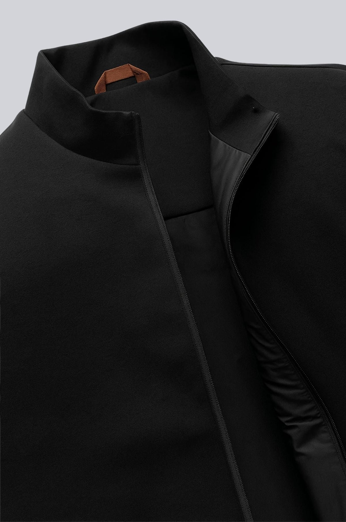 Gilet casual nero con colletto rialzato da uomo
