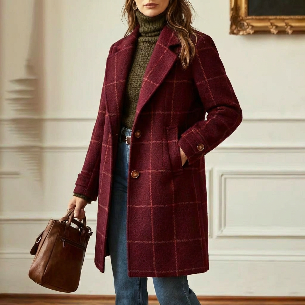 Manteau en laine à carreaux
