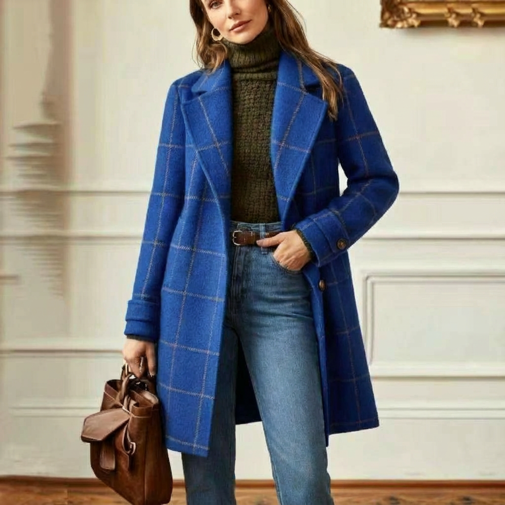 Manteau en laine à carreaux