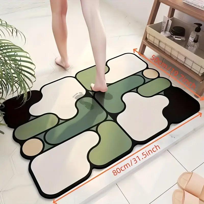 Non-slip creative puzzle bath mat made of diatomaceous earth
