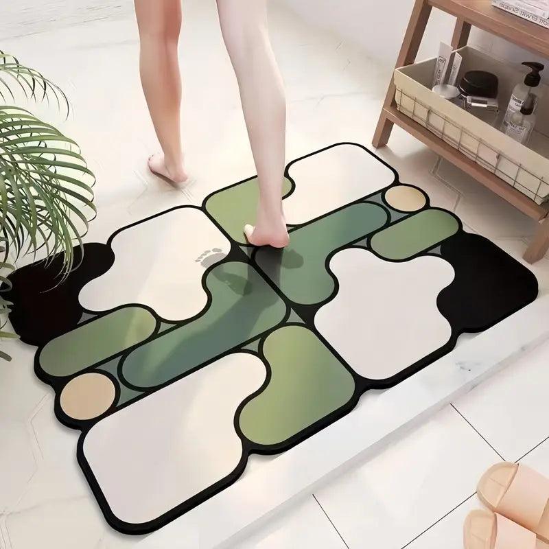 Non-slip creative puzzle bath mat made of diatomaceous earth