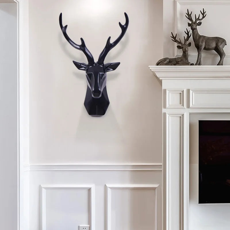 3D Deer Head Wall Decoration | Animal Sculpture in Resin Art Accent