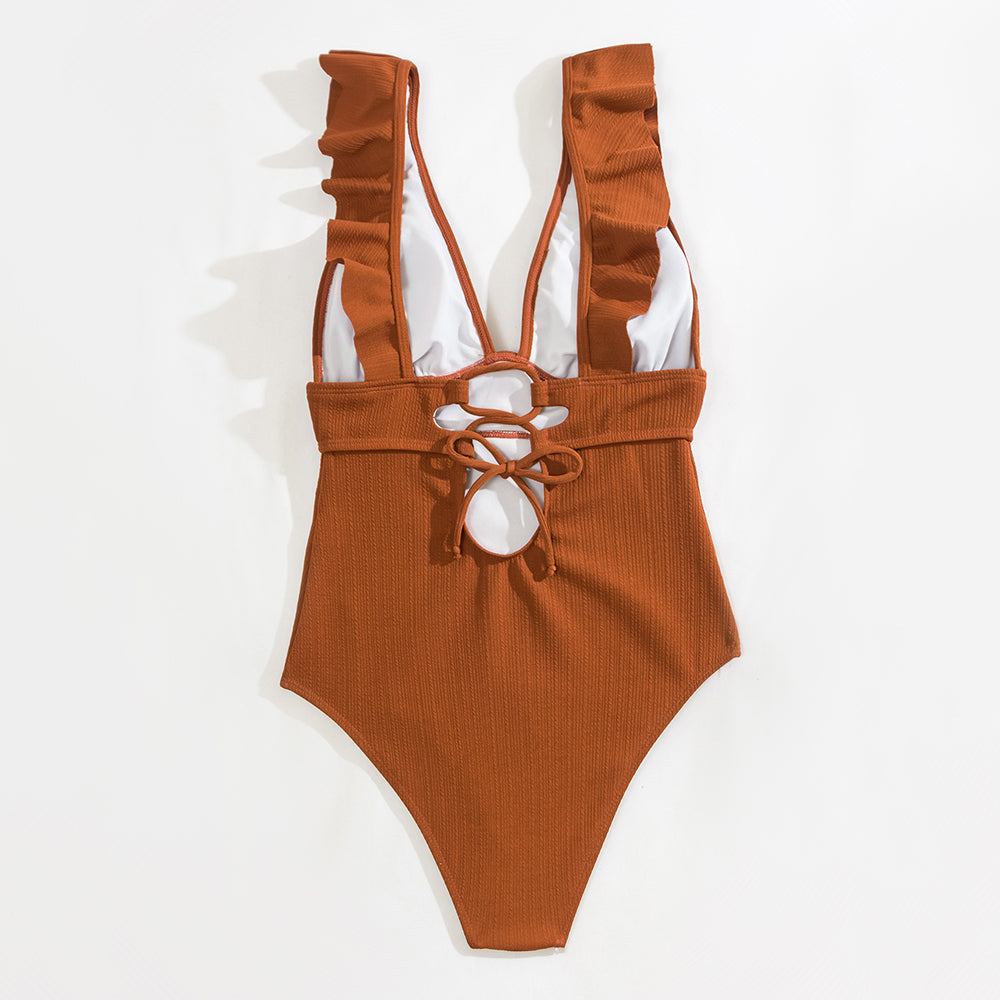 Boho-badedragt til kvinder med mønster og elegant udskæring