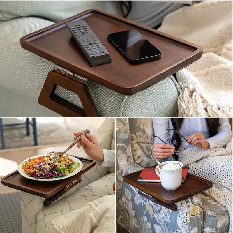 Mesa de apoio para braço de sofá em bambu