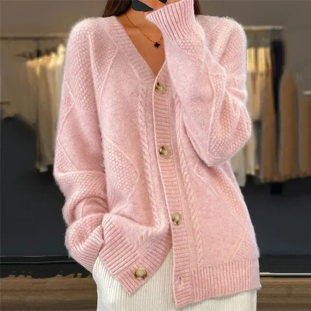 Dámský kardigan Lena – měkký kašmírový úplet s knoflíky a elegantními dlouhými rukávy