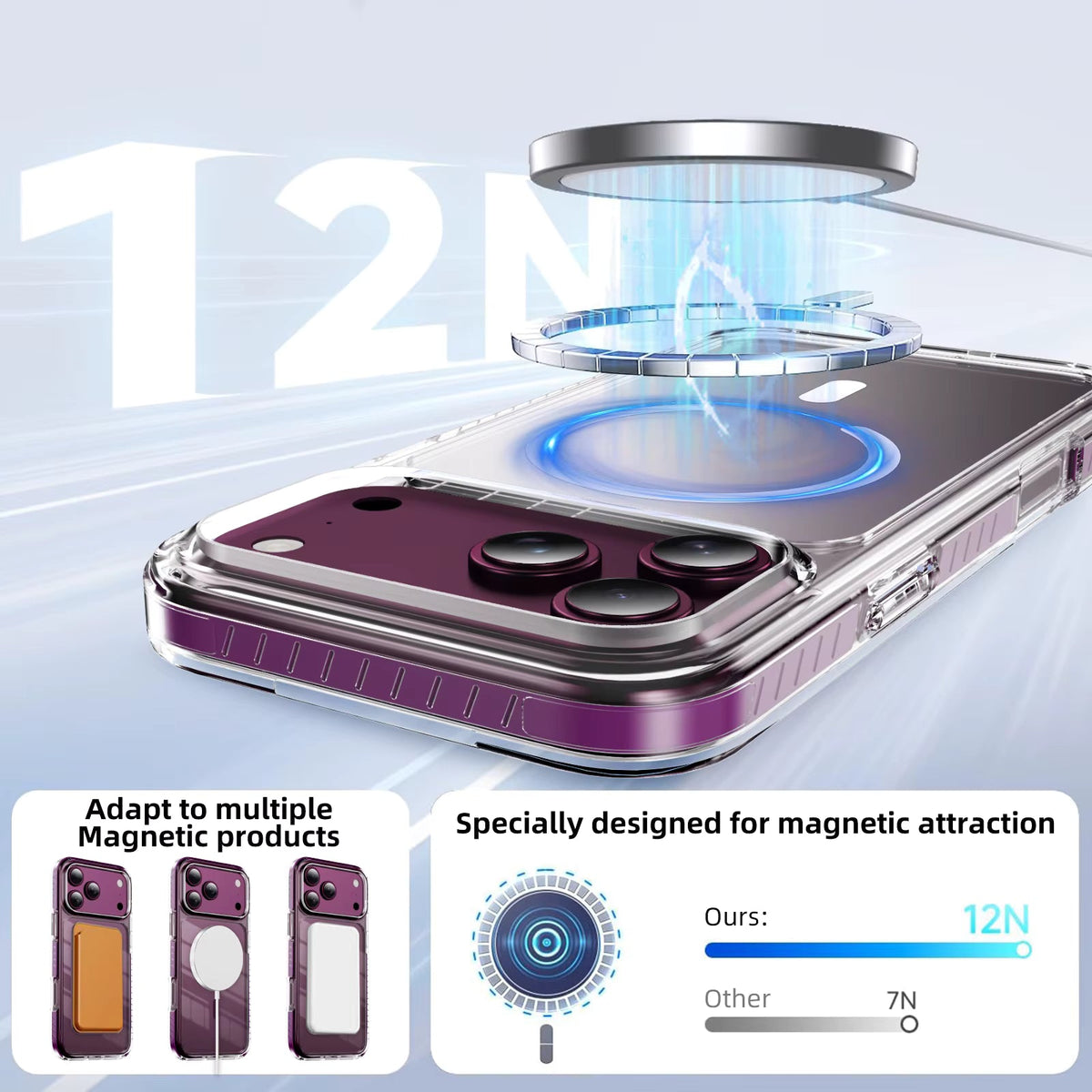 Clear MagSafe Compatible Magnetic Case for iPhone 17 and 18 Pro Max 2
