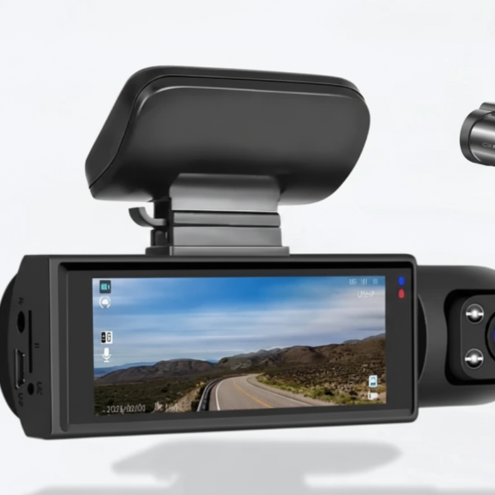 Dashcam 3 canaux Full HD caméra de voiture avec caméra arrière et vision nocturne